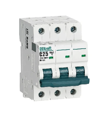 Выключатель автоматический 3P кривая C 25A 10кА ВА-105 Dekraft 13179DEK