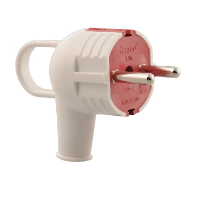 Вилка с заземлением с ручкой белая с красным Lezard 715-0201-602