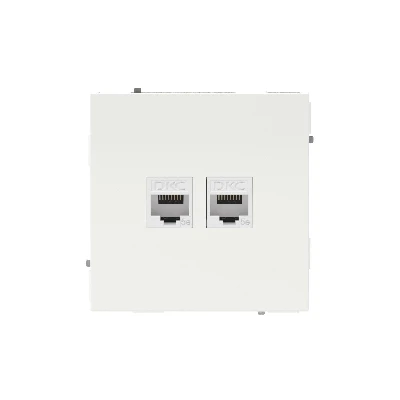 Компьютерная розетка RJ-45 без шторки, кат.5е двойная, KANT, белая магнолия