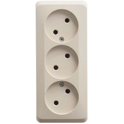 ЭТЮД Розетка тройная открытой установки без заземления без шторок 16А 250B, кремовый Systeme Electric PA16-009K