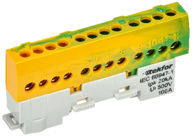 TEKFOR Шина PE земля изолированная на универсальном держателе 6х9-12-ЖЗ IEK