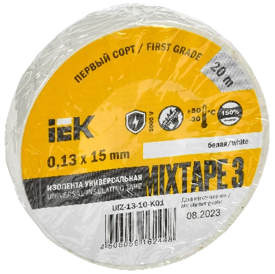Изолента ПВХ белая 15мм 20м IEK UIZ-13-10-K01