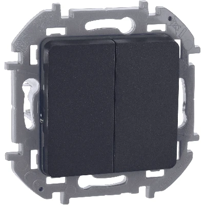 Выключатель двухклавишный INSPIRIA 10 AX 250 В~ антрацит Legrand 673623