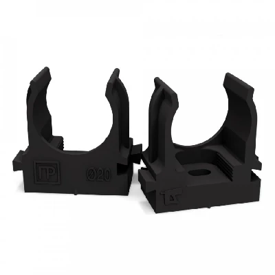 Крепеж-клипса для труб для монтажного пистолета черная в полиэтиленовом пакете д20 Промрукав PR13.0132