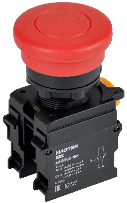 Кнопка Грибок с фиксац. d=22мм 1NO+1NC красная MASTER IEK