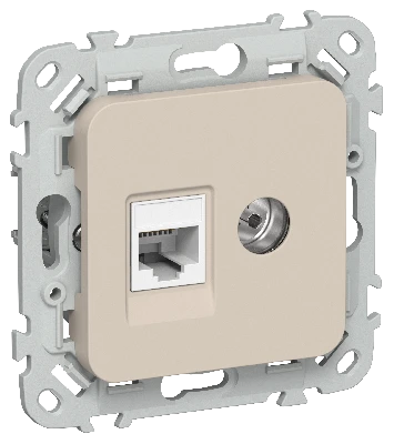 FLITE Розетка 2-местная RJ45/TV категория 5Е UTP РКТВ5е-2-0-ФлЛ льняной IEK