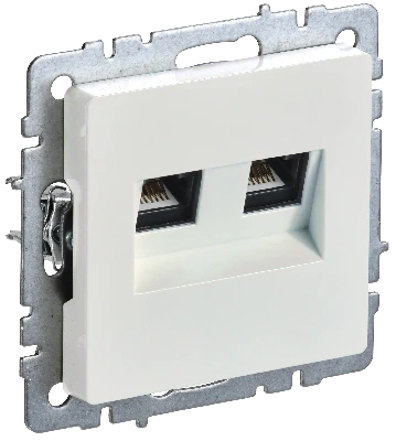 BRITE Розетка компьютерная двойная кат.5E RJ45 РК10-2-БрЖ жемчуг IEK BR-K20-1-K36