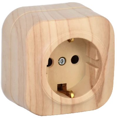 GLORY Розетка одноместная наружная с заземлением сосна