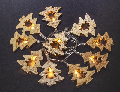 Гирлянда новогодняя светодиодная NGF-D008-10WW-2AA-деревянные ёлочки Navigator Group 14046 21451