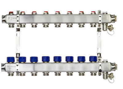 Коллекторная группа SSM-8R set 8 контуров 1' x 3/4' с термостатическими клапанами и кронштейнами Ридан 088U0978R