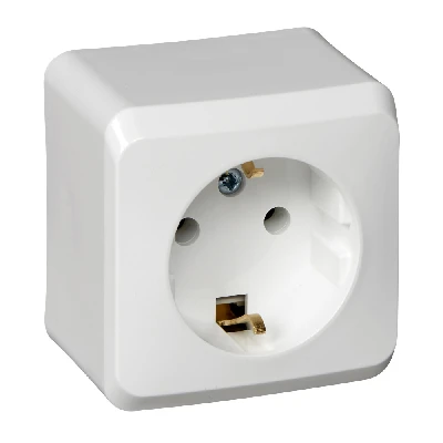 ЭТЮД Розетка наружная с заземлением без шторок белая Systeme Electric PA16-003B