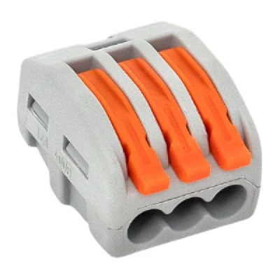 Клемма СМК 222-413 с рычагом 3 отверстия 0,08-2,5(4.0)мм2 (100шт.) EKF plc-smk-413