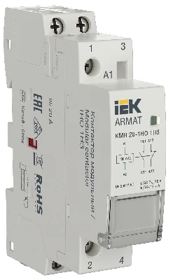 ARMAT Контактор модульный KMR 20А 230В AC 1НО 1НЗ IEK AR-KMR10-020-11-230