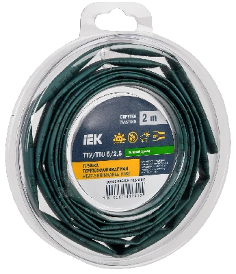 Трубка термоусадочная ТТУ нг-LS 5/2,5 зеленая (2м/упак) IEK UDR12-005-D25-002-K06-T