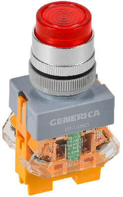 Кнопка D7-11DNZS d=22мм 1з+1р с подсв. и фикс. кр. GENERICA IEK BBT50-11DNZS-3-11-K04-G