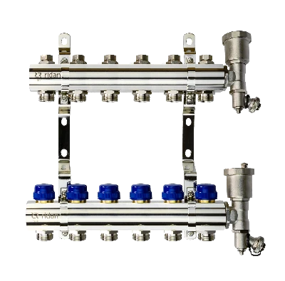 Коллекторная группа FHF-6R set 6 контуров 1' х 3/4' c воздухоотводчиками и кронштейнами Ридан 088U0706R