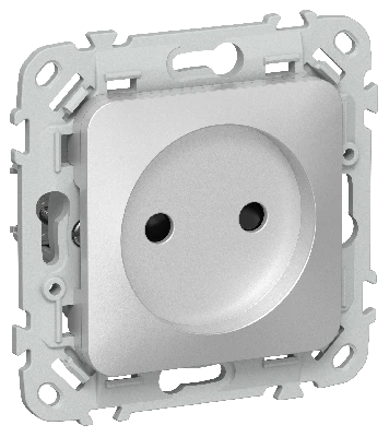 FLITE Розетка без заземления с защитными шторками безвинтовое крепление 10А РСш01-1-ФлА алюминий IEK