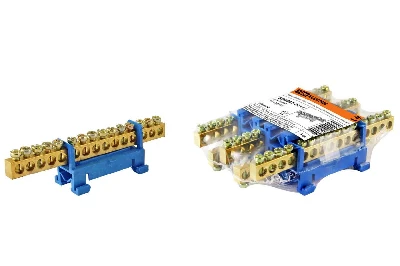 Шина ''N'' нулевая с изолятором на DIN-рейку 6x9мм стойка малая 15 групп