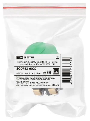 Выключатель кнопочный КЕ 081-У1-исп.2, зеленый, 1з+1р, 10A, 660B, IP66 TDM