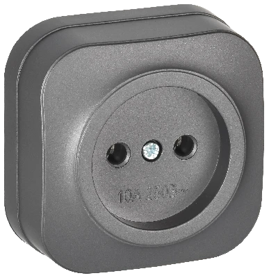 GLORY Розетка 1-местная для открытой установки без заземления без защитных шторок 10А РС20-2-ХСм сталь матовый IEK