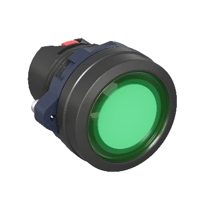 Головка кнопки плоская прозрачная с  фиксацией, зеленая