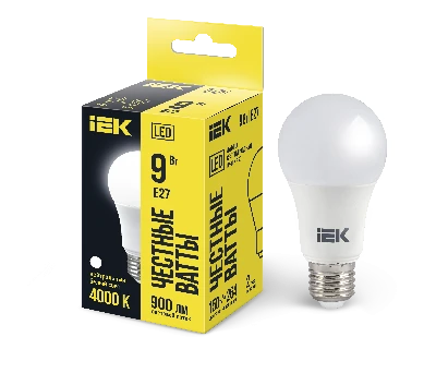 Лампа светодиодная A60 груша 9Вт 230В 4000К E27 IEK LLE-A60-9-230-40-E27