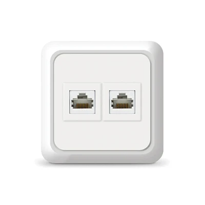 Розетка компьютерная двухместная   Олимп,наружная, 1А, RJ45, белая (еврослот) UNIVersal 1076