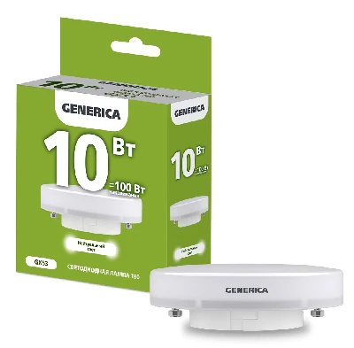 Лампа светодиодная T80 таблетка 10Вт 230В 4000К GX53 GENERICA IEK LL-T80-10-230-40-GX53-G