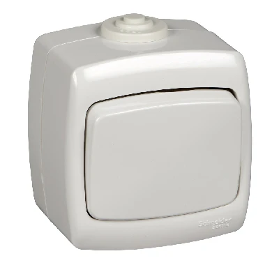 РОНДО Переключатель одноклавишный наружный IP44 белый