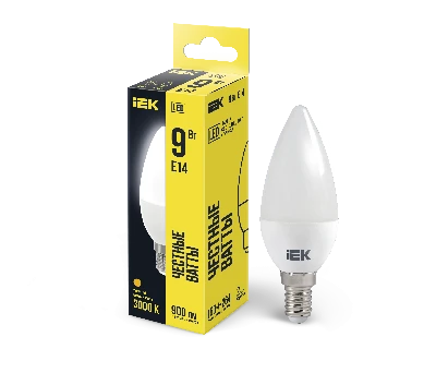 Лампа светодиодная C35 свеча 9Вт 230В 3000К E14 IEK LLE-C35-9-230-30-E14