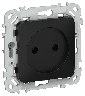 FLITE Розетка без заземления без защитных шторок безвинтовое крепление 10А РС01-1-ФлЧ черный IEK
