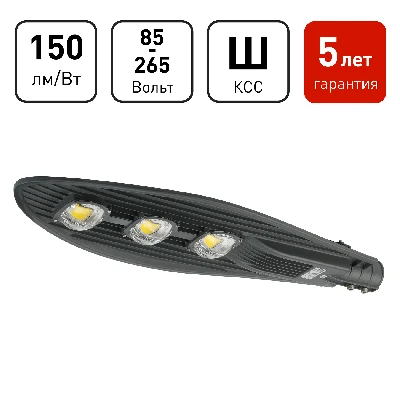 Светильник светодиодный уличный консольный ДКУ 150Вт 5000К IP65 22500Лм КСС Ш IC-COB 48-60мм SPP-5-150-5K-W