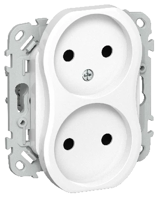 FLITE Розетка 2-местная без заземления без защитных шторок безвинтовое крепление 10А РС02-1-ФлБ белый IEK
