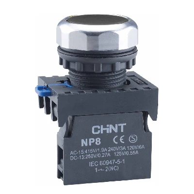 Кнопка NP8-10BN/2 без подсветки, с самовозвратом, черная, 1НО, IP65 (R)