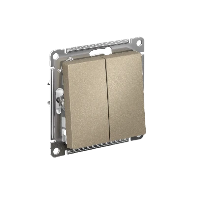 ATLASDESIGN 2-клавишный ВЫКЛЮЧАТЕЛЬ, сх.5, 10АХ, быстрозажимные клеммы, ШАМПАНЬ