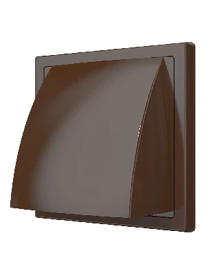 Выход стенной вытяжной с обратным клапаном 150х150 с фланцем D125, из ASA пластика, цвет Коричневый ERA 1515К12,5ФВ кор 24226