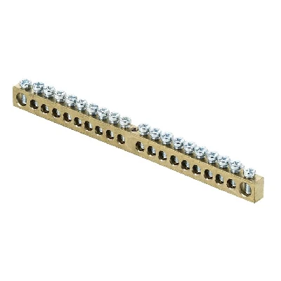 Шина PEN ноль-земля (6x9мм) 20 отв. латунь крепеж по центру розн. стикер EKF sn0-63-20-r