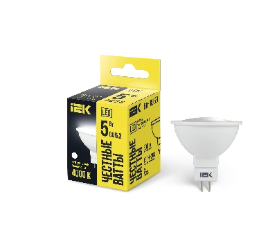 Лампа светодиодная MR16 софит 5Вт 230В 4000К GU5.3 IEK LLE-MR16-5-230-40-GU5