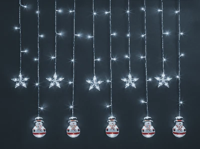 Гирлянда новогодняя светодиодная NGF-D037-02 бахрома звезды и снеговики CW 3*0.6м IP20 Navigator Group 95025 30635
