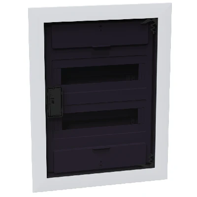 Щит распределительный встраиваемый с пластиковой черной прозрачной дверцей на 24 модуля, OptiBox Pro 24-VKR-IP40