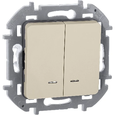 Выключатель двухклавишный с подсветкой/индикацией INSPIRIA 10 AX 250 В~ слоновая кость Legrand 673631