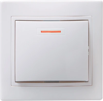 КВАРТА Выключатель одноклавишный скрытый белый с индикацией в сборе IEK EVK11-K01-10-DM