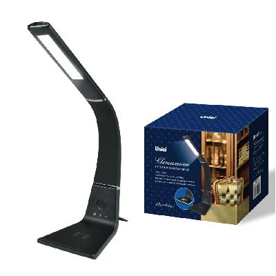 Светильник настольный TLD-565 Black/LED/360Lm/3000-6000K/Dimmer/WR 12W Сенсорный выключатель Диммер Беспроводное зарядное устройство Черный