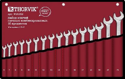 Набор ключей гаечных комбинированных серии ARC в сумке, 6-24 мм, 16 предметов Thorvik W3S16TB 052607