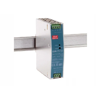 Блок питания AC-DC, 75Вт, вход 90-264V AC, 47-63Гц,127-370В DC, выход 12В,6.3A, рег. вых 12-14В, в кожухе на DIN-рейку Mean Well EDR-75-12 Т02240993