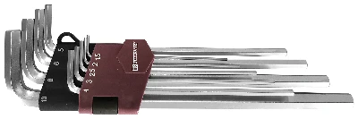 Набор ключей торцевых шестигранных удлиненных, H1.5-H10, 9 предметов Thorvik HKL9S 053051