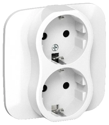 FLITE Розетка 2-местная с заземлением без защитных шторок 16А в сборе РС12-0-А-ФлБ белый IEK