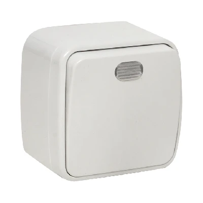 Выключатель Минск 1-клавишный ОП 10А с индикатором белый EKF EGV10-121-10