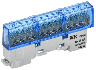 TEKFOR Шина N ноль изолированная на универсальном держателе 6х9-12-С IEK