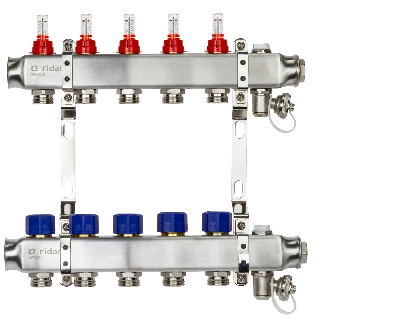 Коллекторная группа SSM-5RF set 5 контуров 1' x 3/4' с расходомерами и кронштейнами Ридан 088U0955R